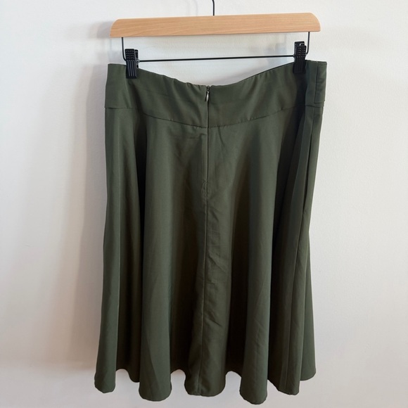 Grace Karin Forest Green A-Line Skirt with Waist Tie – Size Large - Picture 2 of 6